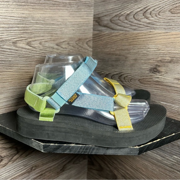 Teva Shoes - Teva universal yellow blue green metallic platform sandals